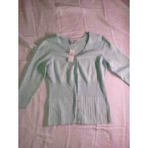 Loft Sweater Button Short Crop Baby Blue Knit‎ Cotton Nwt Small